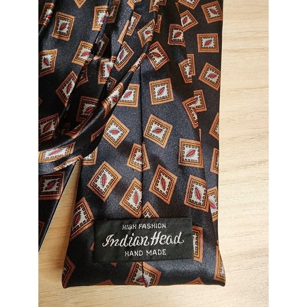 Indian Head Men's High Fashion Hand Made Black Brown Red Gray Tie One Size